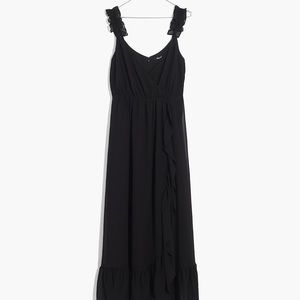Madewell black ruffle strap dress